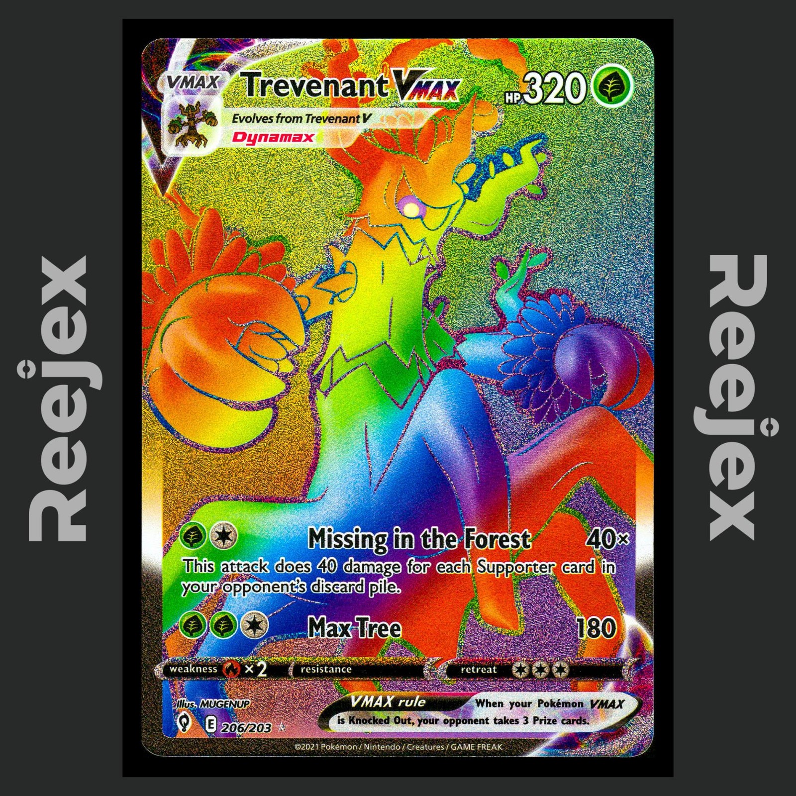 Trevenant VMAX - 206/203 - Secret Rare - Evolving Skies - Pokemon Card - NM/M