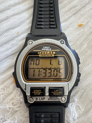 Vintage 1990’s Mens Timex Ironman Triathlon 8 Lap Watch Indiglo 41mm