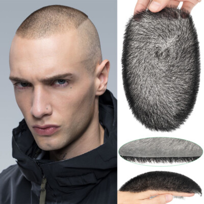 Mens Toupee 100% Remy Human Hair PU Buzz Cut Comb Back Hairpiece 13x18cm 15x20cm