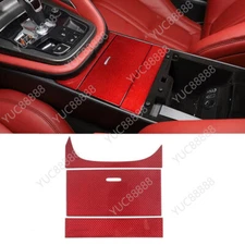 Red Real Carbon fiber Water Cup Holder Panel Cover For Jaguar F-TYPE 2013-2024