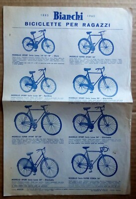 1960 Advertising BIANCHI Biciclette Bicycles Sheet Foglio - Main Image