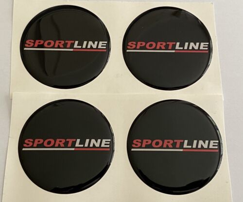 SPORTLINE ALLOY WHEEL CENTRE CAP DOMED STICKERS X4 BLACK RED TRANS T4 T5 T6 60mm - Picture 2 of 8