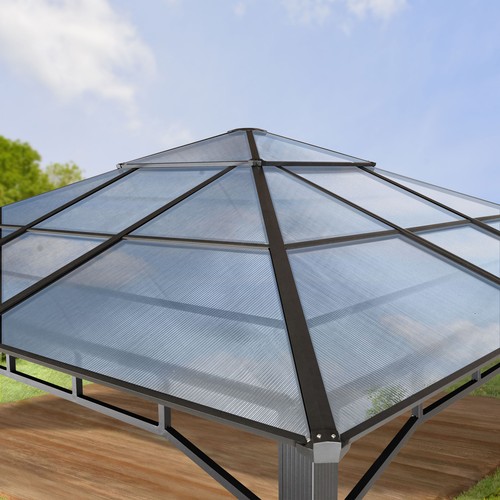 Aluminium Garden Gazebo 4x4m Gazebo Hardtop Fixed Roof Garden Tent Pergola Gazebo - Picture 4 of 9