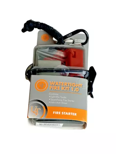 UST Ultimate Survival Fire Starter Kit Waterproof Case with Tinder Rod and Flint