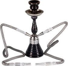 Shisha "Doha" schwarz 2er/30cm 2 Schläuche, mit Zange