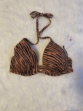 Shade Shore Bikini Top Womens Size 34D Tiger Print Lightly Lined Underwire NEW