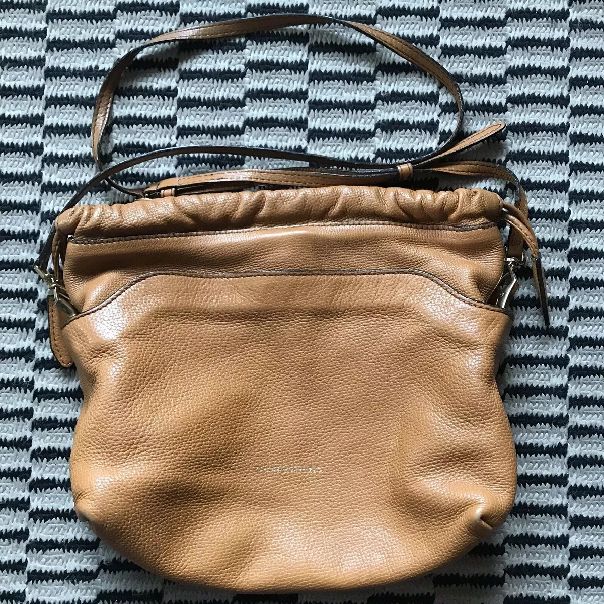 Burberry Little Crush Leather House Check Crossbody Brown Bag