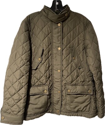 Ralph Lauren Womens Quilted Jacket Equestrian Style Barn Coat Green Size XL 
