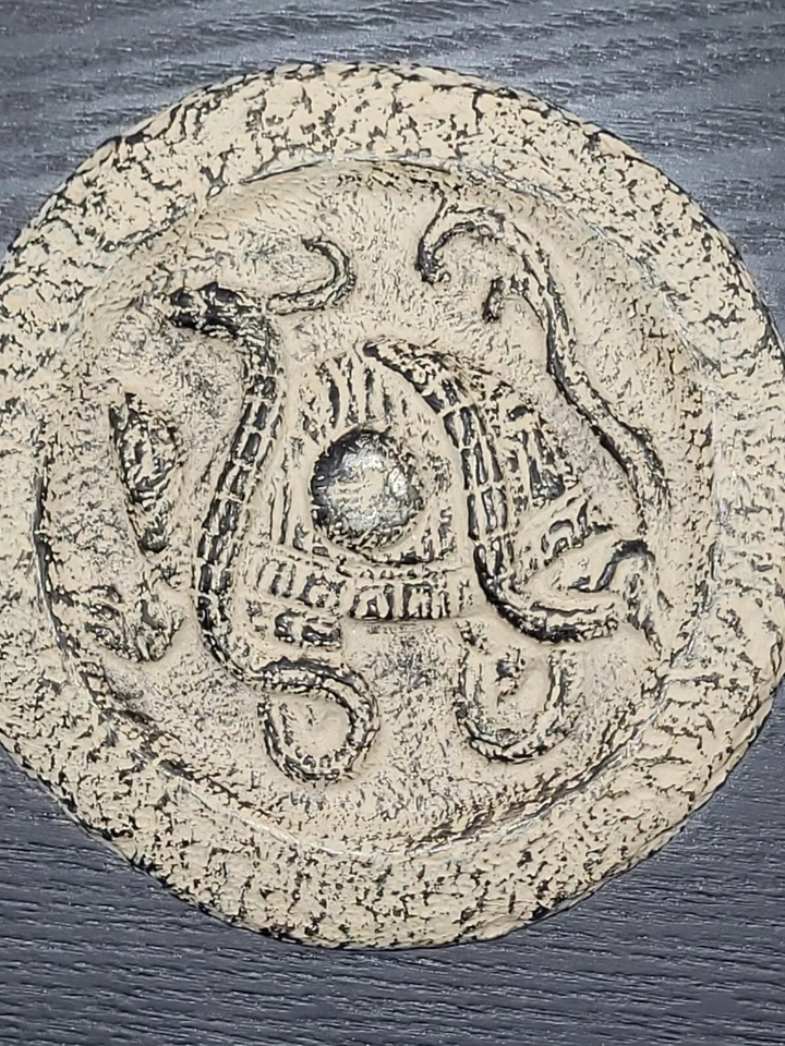 Japanese Replica Antique Carved God Beast Stone Sigil Wall Hanging - Image 2 of 3