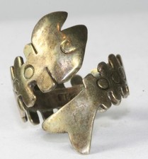 VINTAGE MEXICAN STERLING SILVER WRAPAROUND BYPASS FISH RING