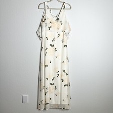 Lulus Maxi Dress Womens Large White Floral Print Cold Shoulder V Neck Lined