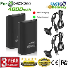 2 Battery Pack & Charger Dock For Microsoft Xbox 360 Wireless Controller Black