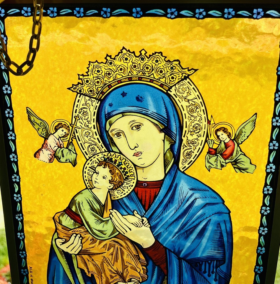 Vintage Glassmasters Ancient Religion Angels Stained Glass Suncatcher