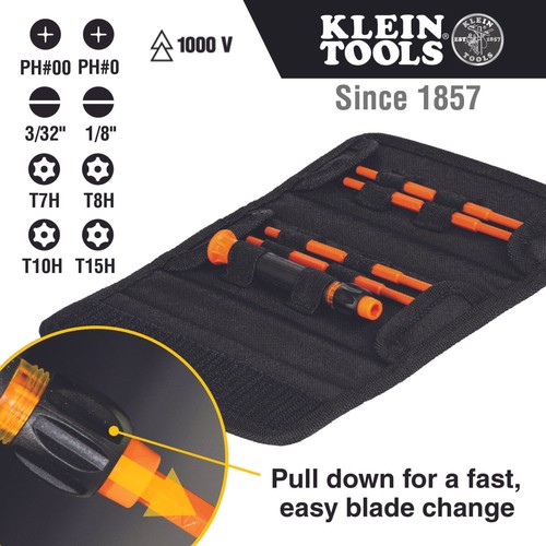 Klein Tools 32584INSR 8-in-1 Insulated Precision Screwdriver Set with Case - Picture 5 of 10