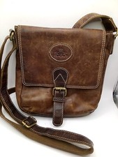 Vtg Rowallan Brown Distressed Leather Crossbody Bag Messenger Shoulder Purse
