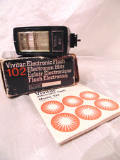vtg Vivitar Electronic Flash Model 102 Camera Flash W/Original Box  Brochure