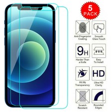 5x Anti-Shatter iPhone 12 Tempered Glass Screen Protector w/ Hydrophobic Coating