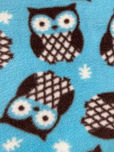 Fabric Lot 1 Yd 58 W Owls Blue Fleece Blankets Crafts - Picture 3 of 9