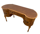 Mid Century Desk Victorian Style Kidney Shaped Vanity Three Dove Tail Drawers