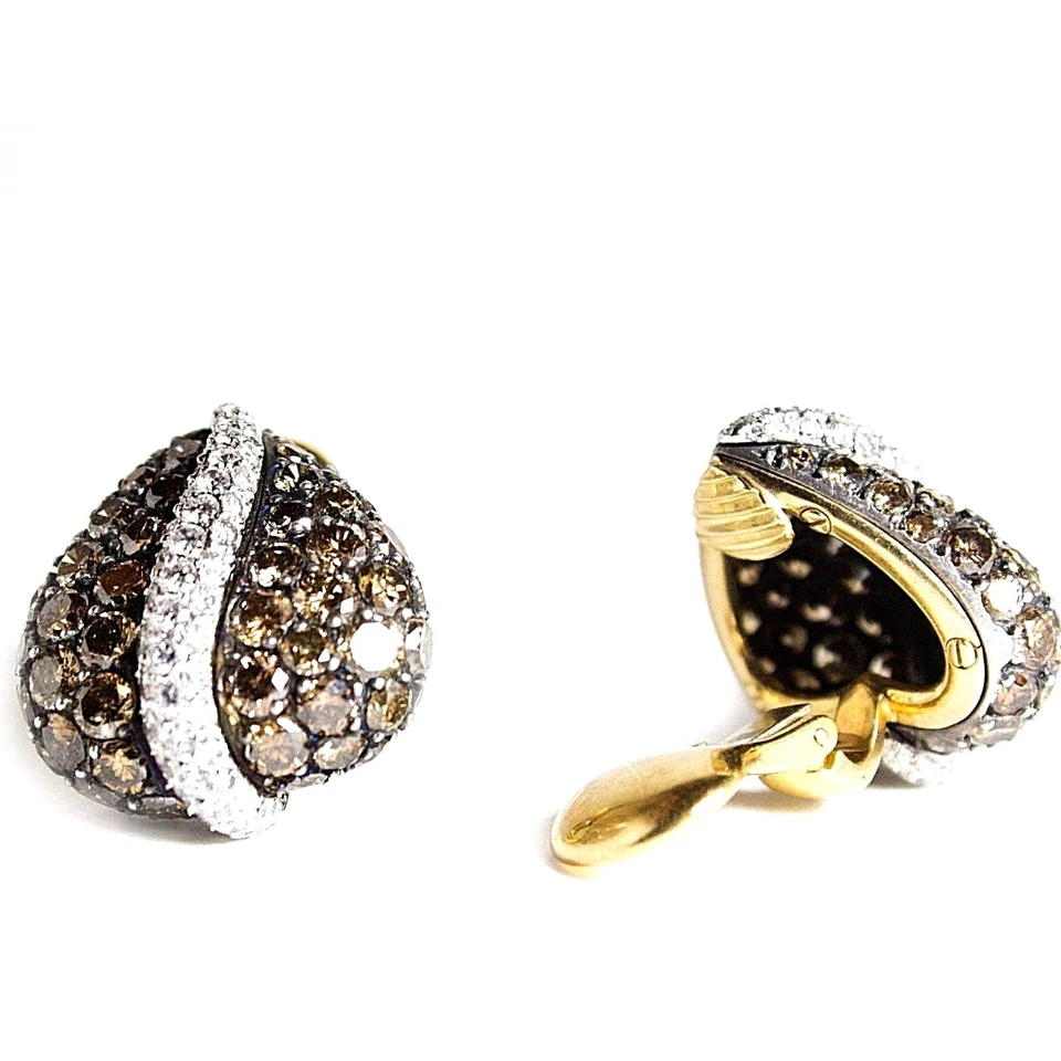 耳环 14k 白金或黄金 4.5 克拉棕色透明钻石穿孔或夹子 — 第 2/2 张图片