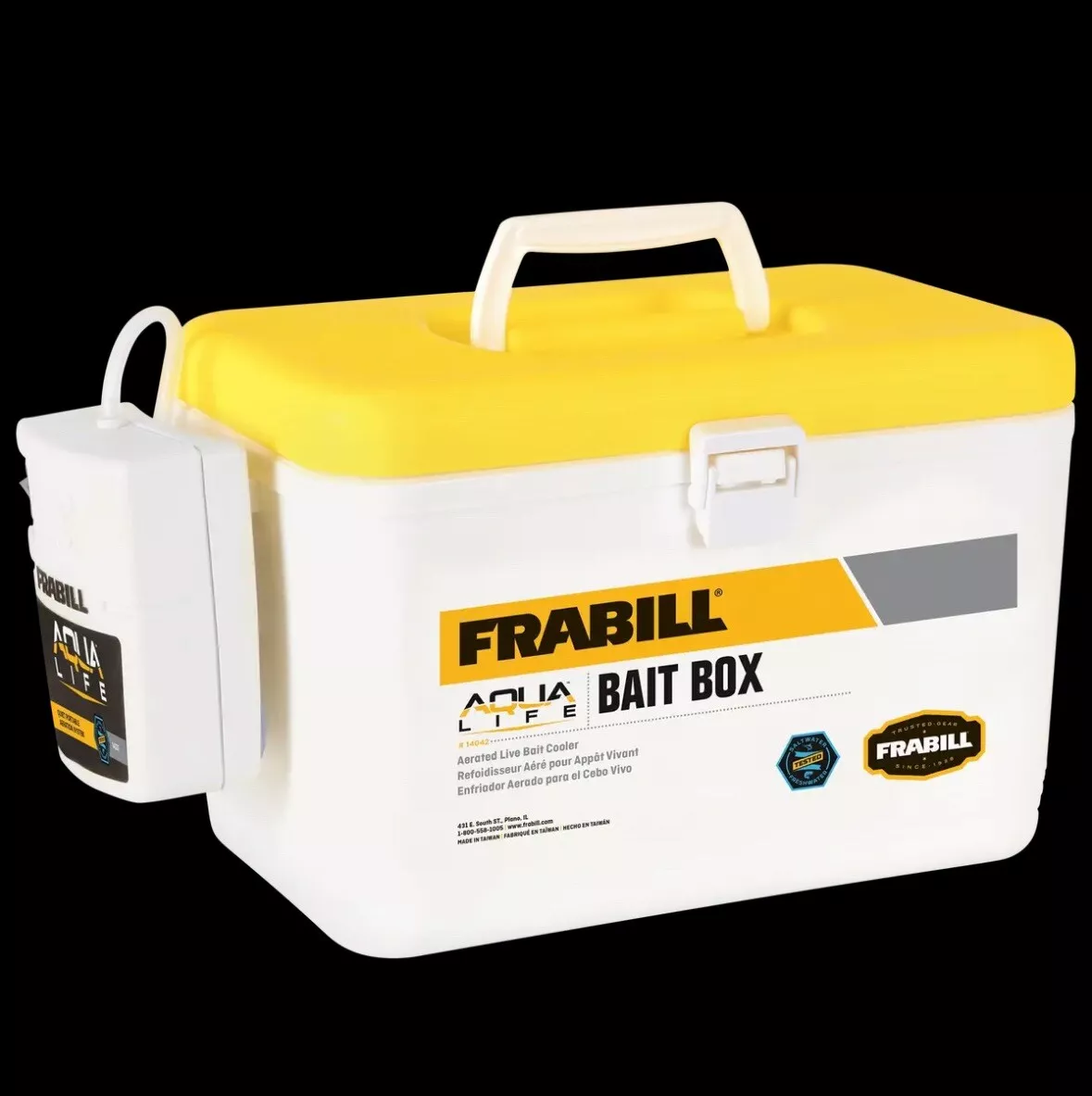 Frabill Live Bait Box with - Quiet Aerator, Air line, Air stone