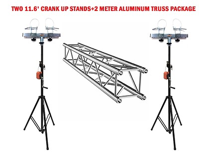 2 Meter 6.56' Aluminum Truss Section With Two 11.6' Crank Up Stands + Adapters