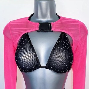 neon pink mesh crop top