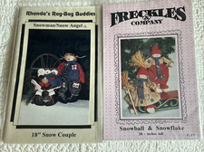 Lot of 2 SNOWMAN Patterns SNOWBALL SNOWFLAKE and SNOWMAN/SNOW ANGEL UNCUT