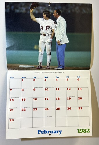 Vintage 1982 Phillies Calendar Pete Rose Mike Schmidt And Steve Carlton Cover - Picture 4 of 10