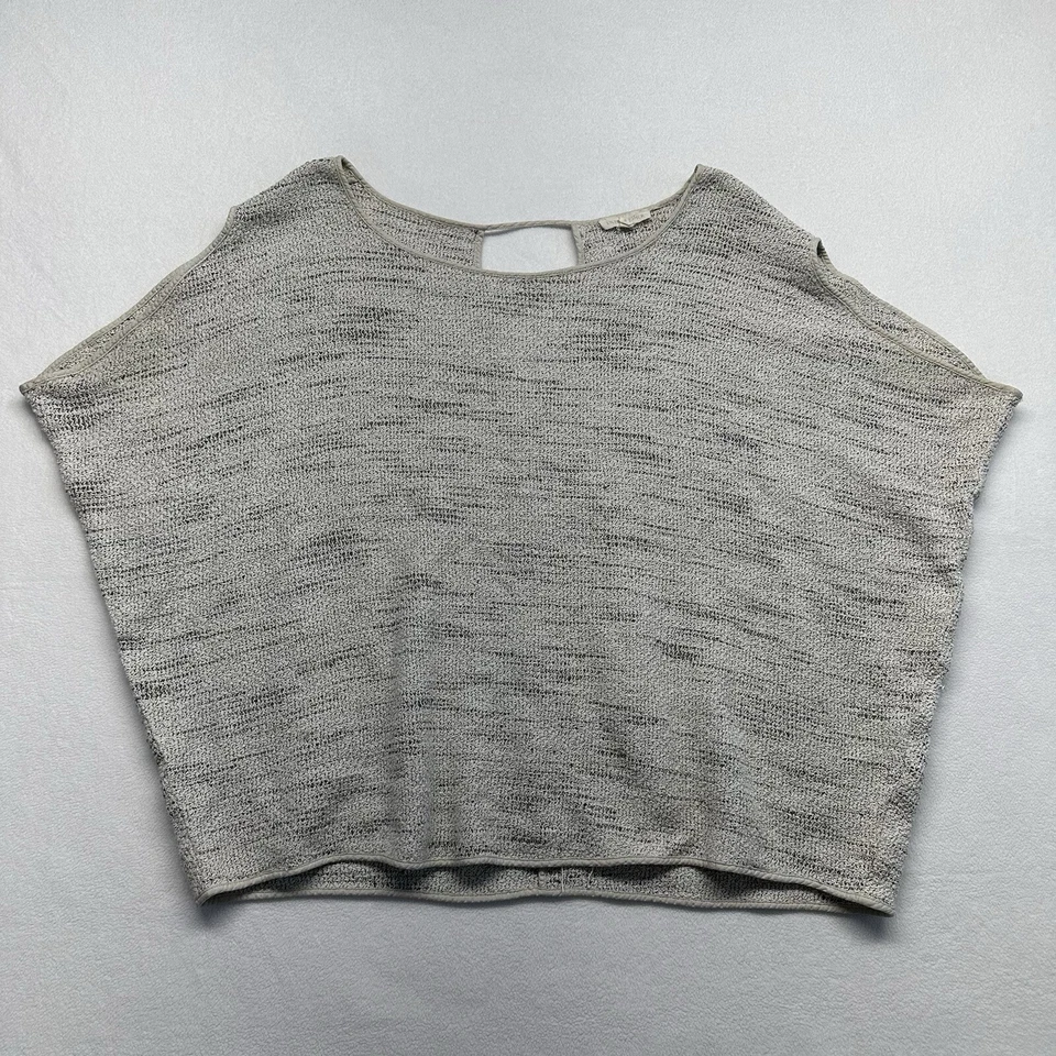 Suéter Eileen Fisher Calce Cuadrado Manga Corta Talla M Manga Hendidura Gris Jaspeado Foto 2 de 4