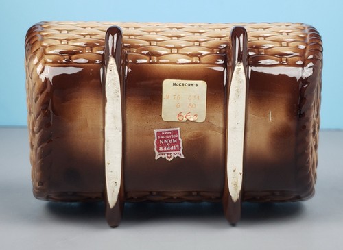 Vintage Lipper And Mann 3 Tiger Cats in a Brown Ceramic Wicker Cradle Japan - Picture 12 of 20
