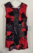 NEW Simply Vera Wang slip Dress womens small sleeveless Black Sequin red shift