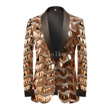 Men Tuxedo Coat Short Evening Party Dress Sequins Tassel Blazer Nightclub Jacket