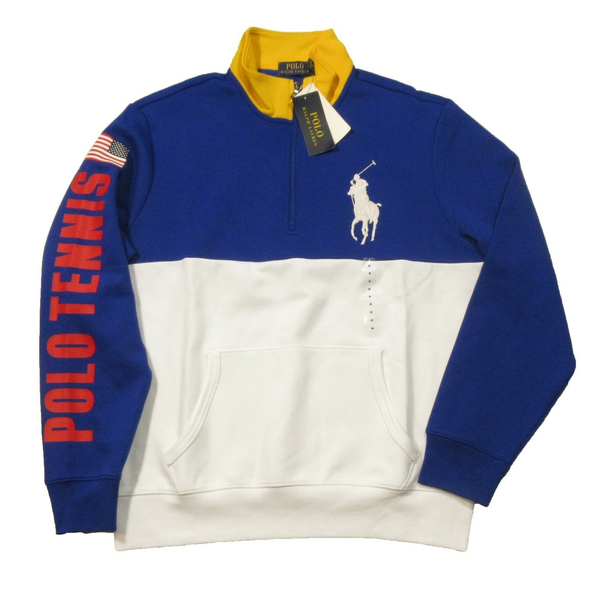 Polo Ralph Lauren Royal Colorblock POLO Tennis Double Knit 1/4 Zip