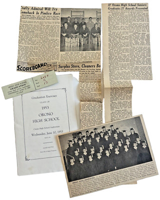 1953 Graduation Exercises Class 1953 Orno High School Maie & Newspaper Clippings