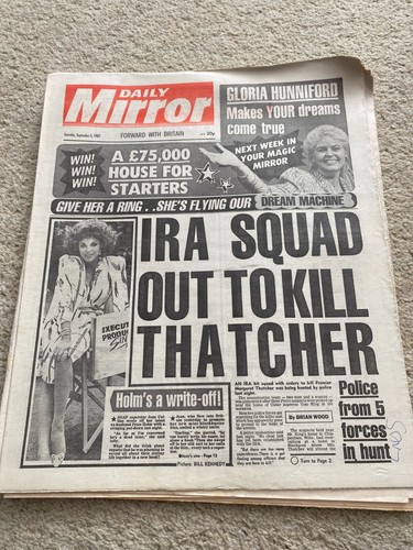 Daily Mirror Newspaper 5th September 1987 IRA Squad out to kill Thatcher - 第 1/1 張圖片