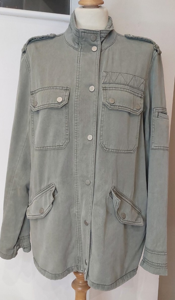 Mint Velvet Military Jacket Khaki Size 16 New With Defect eBay