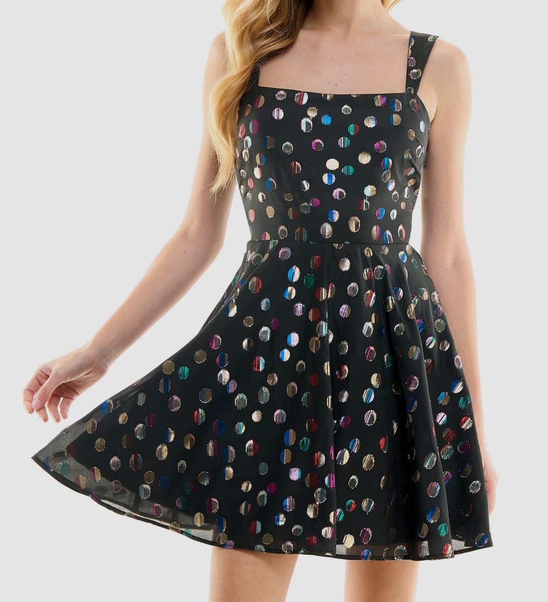 City Studios Womens Juniors Black Wide-Strap Tie-Back Fit & Flare Dress  Size 1/2 | eBay