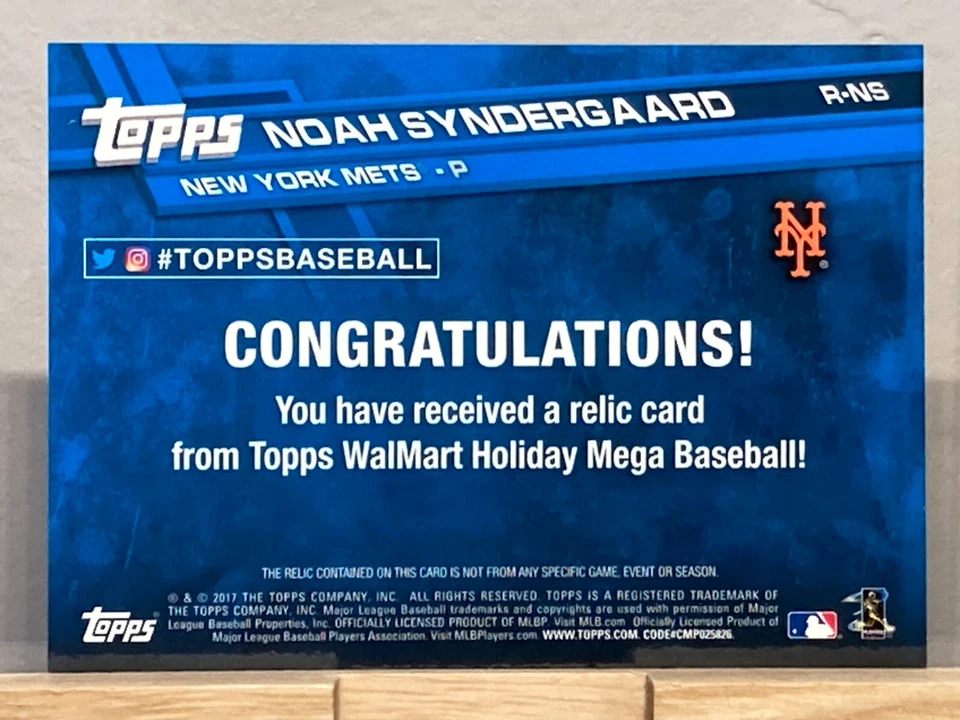 2017 Topps Holiday Relics Jersey #R-NS Noah Syndergaard Mets 1564 - Image 2 of 2