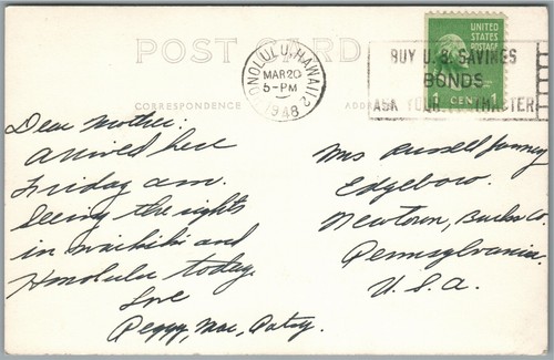 HONOLULU HI ALOHA TOWER VINTAGE REAL PHOTO POSTCARD RPPC - Picture 2 of 2