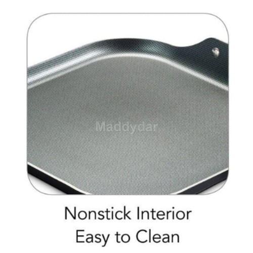 Square 11" Griddle Pan Non-Stick Steel Kitchen Pancake Cooking Frying BBQ Grill - Picture 5 of 6