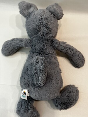 Jellycat London Bashful Schnauzer Puppy Dog Gray Beige 12