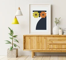 Orla Kiely Mid century modern wall art print, retro print Owl