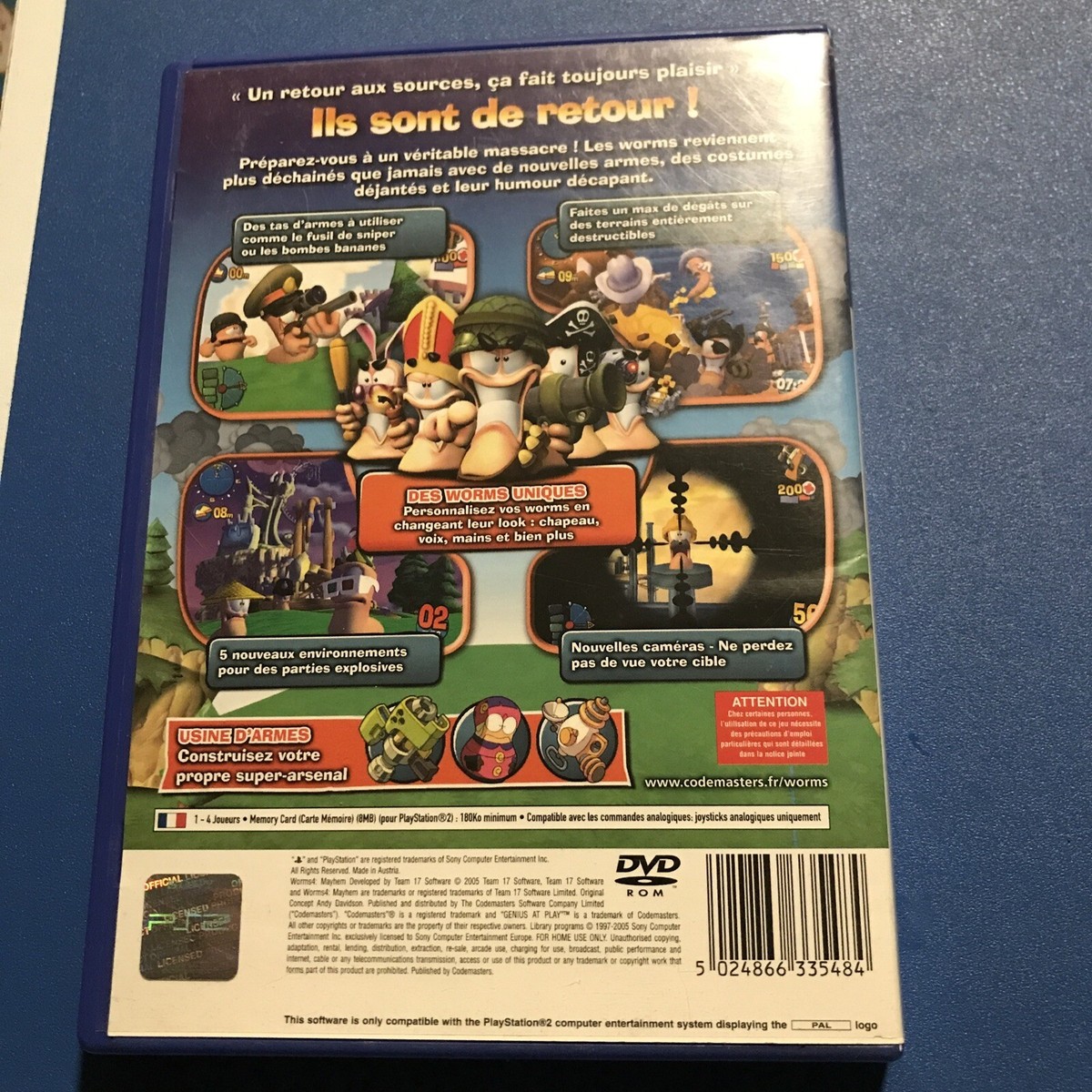 PS2, Jeu WORMS 4 MAYHEM, complet en superbe état, version