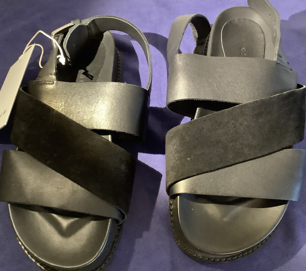 JIGSAW Kami Leather Suede Flatform Sandals Black UK3 EU36 Adjustable  Strap New