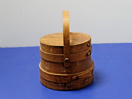 Vintage Prim Firkin Eimer Drop Griff & Deckel "Top of Stack" 3 Bänder ~ KLEIN ~ 4"H - Bild 5 von 24