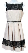 Taylor Dresses Women's Sexy Fit & Flare Lace Embellished Dress, Black/ Mauve, 8