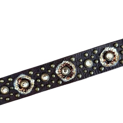 Streets Ahead Womens Belt Brown Leather Embellished Sequins  display picture 3