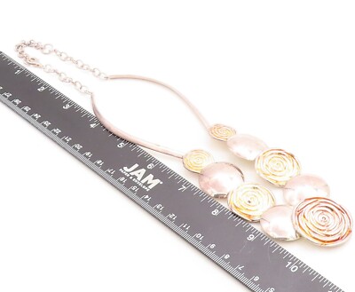 925 Sterling Silver Vintage Shiny Sculpted Floral Link Chain
