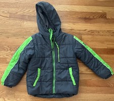 Protection System Hooded Jacket Gray/Green Youth Boys Size 8